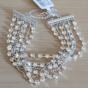 Ballchain Rhinestone Layered Bracelet